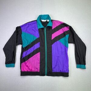 Blair Colorblock‎ Windbreaker Jacket Women's Medium Teal Purple Pink Black Retro